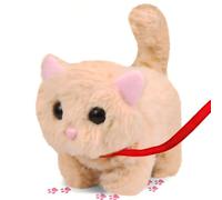 Scratch Art Children'S Toy Cat, With Sound and Action Functions, Can Walk, Open Mouth, Interactive Electronic Pet Plush Cat Toy, Suitable for Young Children's Birthday Gifts.18cm (Brown cat)