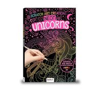 Bookoli - Neon Unicorns Scratch Art Creations Book - Scratch Art for Children - Unicorn Colouring Book - Arts and Crafts for Adults - Gifts for Kids Age 8 - Birthday Presents