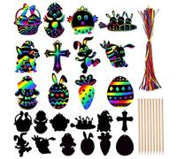 Scratch Art Easter, Easter Gifts for Boys and Girls - Complete Scratch Art Set with Black Scratch Sheets and Accessories, Creative Game for the Festival of Happiness