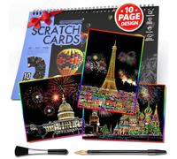 Scratch Art for Adults and Teens, 10-Page A4 Colourful City Landmark Book