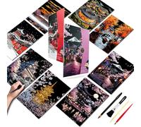 Scratch Art for Adults&Kids-Laser Scratch Painting Craft Kit (8 Sheets 16x11 in)|Foil Engraving Art Set|Stress Relief Gift for Travel Lovers,Craft Lovers|Scratch Painting Home Decor(Asian Series)