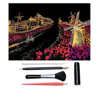 Scratch Art for Adults & Teens, Paint by Scratch 16 X 11.2 Inches, Scratch Off Paper Painting, Scratchart Kit Ornaments, Colorful Sketches Rainbow Scratch Art (Netherlands)