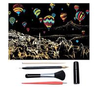 Scratch Art for Adults & Teens, Paint by Scratch 16 X 11.2 Inches, Scratch Off Paper Painting, Scratchart Kit Ornaments, Colorful Sketches Rainbow Scratch Art (Balloon)