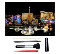 Scratch Art for Adults & Teens, Paint by Scratch 16 X 11.2 Inches, Scratch Off Paper Painting, Scratchart Kit Ornaments, Colorful Sketches Rainbow Scratch Art (Las Vegas)