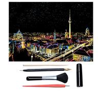 Scratch Art for Adults & Teens, Paint by Scratch 16 X 11.2 Inches, Scratch Off Paper Painting, Scratchart Kit Ornaments, Colorful Sketches Rainbow Scratch Art (Berlin)