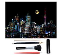 Scratch Art for Adults & Teens, Paint by Scratch 16 X 11.2 Inches, Scratch Off Paper Painting, Scratchart Kit Ornaments, Colorful Sketches Rainbow Scratch Art (Toronto)