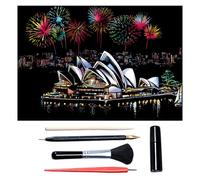 Scratch Art for Adults & Teens, Paint by Scratch 16 X 11.2 Inches, Scratch Off Paper Painting, Scratchart Kit Ornaments, Colorful Sketches Rainbow Scratch Art (Sydney)