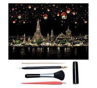 Scratch Art for Adults & Teens, Paint by Scratch 16 X 11.2 Inches, Scratch Off Paper Painting, Scratchart Kit Ornaments, Colorful Sketches Rainbow Scratch Art (Chiang Mai)