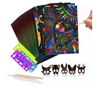 Scratch Art for Kids,50 Pcs Rainbow Scratch Off Paper Combo Arts Set Black Magic Scratch Art Notes Paper Boards Doodle Pad for Girls Boys Christmas Birthdays Party Gift (7.6" x 10.62")