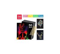 Scratch Art for Kids,50 Sheets Rainbow Scratch Notes Paper Combo Arts Set Black Magic Scratch Art Notes Paper Boards Doodle Pad for Christmas Birthd