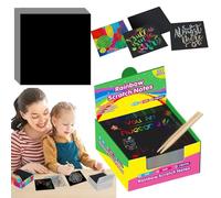Scratch Art Paper - Rainbow Drawing Board, Black Scratch Pad for Girls Boys | Arts and Crafts Scratch Sheets for Ages 3 and up, Hallow Party Game