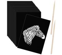 Scratch Art Paper Set Black Scratch Paper with Wooden Stick Scratch off Paper Scratch Art Drawing Paper for Kids Adults DIY Birthday Party Gift Supplies (24 Pieces)