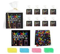 Scratch Art, Rainbow Scratch Notes, Scratch Art Party Bag Fillers, Black Rainbow Art Books Set, Party, Classroom, Birthday Gifts for Doodles, DIY Paintings (12 Pack)