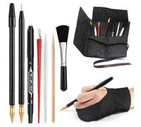 Scratch Art Tools, 9 Pcs Scratching Drawing Tools Set: Artist Glove, Tools Bag, Scratch Coloring Pens, Plastic and Wooden Stylus, Scraper, Repair Pen, Clean Brush for Adults & Kids Painting Paper