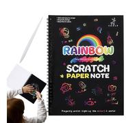 Scratch Book - Magic Doodle Notebook, Eco-Friendly Paper | Coloring Pad with Wooden Pen, Ideal Activity for Children, Classroom Use, Party Favors, Road Trips, Holiday Surprises and Birthday Fun