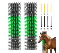 Scratch Brush for Cattle, Horse, Goat, Cow, Durable Scratch and Massage Care Tool for Healthy Coat, Relieves Itching, Easy Installation on Fence Posts (2 Pieces, Grey)