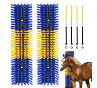 Scratch Brush for Cattle, Horse, Goat, Cow, Durable Scratch and Massage Grooming Tool for Healthy Coat, Relieves Itching, Easy Installation on Fence Posts (2 Pieces, Yellow)