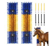 Scratch Brush for Cattle, Horse, Goat, Cow, Durable Scratch and Massage Grooming Tool for Healthy Coat, Relieves Itching, Easy Installation on Fence Posts (2 Pieces, Yellow)