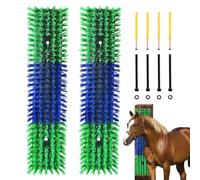 Scratch Brush for Cattle, Horse, Goat, Cow, Durable Scratch and Massage Grooming Tool for Healthy Coat, Relieves Itching, Easy Installation on Fence Posts (2 Pieces, Green)