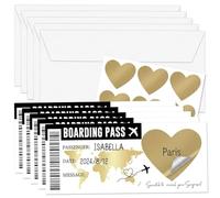 Scratch Card Reveal Holiday Surprise 5 Pcs, Golden Boarding Pass Scratch Cards for Surprise Trip Reveal, Holiday Reveal Gift for Lover Family Birthday Anniversary Valentine Christmas