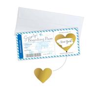Scratch Card Reveal Surprise Personalised Boarding Pass Scratch Card with Envelope and Heart Scratch Card Stickers Where We Are Going on Holiday Travel Flight Ticket Boarding Pass Surprise Trip(Blue)