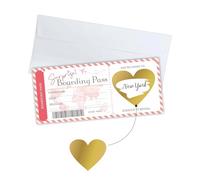 Scratch Card Reveal Surprise Personalised Boarding Pass Scratch Cards with Envelope and Heart Scratchs Card Sticker Where We Are Going on Holiday Travel Flight Ticket Boarding Pass Surprise Trip(Pink)