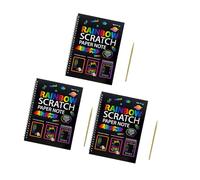 Scratch Drawing Pad with Wooden Tool Twin Coil Binding Scratch Notebook for Children Adult Creative Doodling Rainbowart