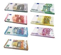 Scratch Lover Cash Bundle Money to Play (Size Increased to 125% Compared to The Real Ones) 175 Banknotes - 7 Stacks of Euro 25 x € 5, 10, 20, 50, 100, 200 and 500