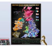 Scratch off British Isles Horse Racing map - 86 Stands and Tracks detailed by hand - Very large A1 size poster - 85cm x 59cm
