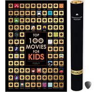 Scratch off Kids Movies Poster - Top 100 Kids Bucket List Map - Large Scratchable Children Cinema Poster - Essential Films Must See Watchlist Chart - Ultimate Movies Watched Challenge Poster Checklist
