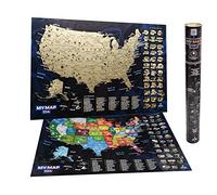 Scratch Off map USA with List of TOP Sport venues Bucketlist USA National Parks 16x24 Travel map, Premium Gift, US map, United States Scratch Off map Wall Poster Push pin map USA