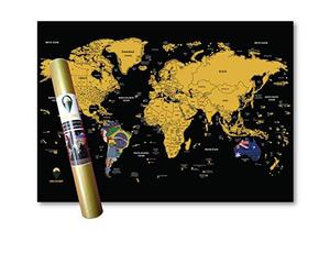 Scratch Off Map with Flags background - Deluxe Travel Size World Map Poster - Countries and Facts - Travel Gift - GLOBAL WALKABOUT (Black)