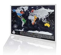 Scratch Off Map with Frame- World Map Scratch off Framed - Scratch Off World Map + Frame - Deluxe Scratch-Off International Posters with Colourful Countries - Travel Gift - Made in Europe