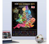 Scratch off Maps English Football Stadiums - Top 4 Divisions + 8 Bonus Teams - A1 Poster (84x59cm) - fully updated for season 25/26