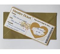Scratch Off Theatre Ticket Surprise Gift Card with Gold Envelope, Personalised Surprise Musical Ticket, Theatre Concert Show Voucher