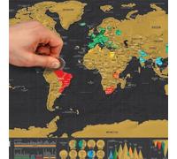 Scratch Off World Map for Travellers | 42.3x30cm A3 Tray Size Mini Portable Scratchable Map with Gift Tube, Black & Golden Foil, Travel Tracker Wall Art Poster for Travel Enthusiasts