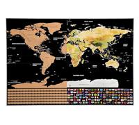 Scratch Off World Map Travel Tracker Poster (40 x 30 cm) - Premium Metallic Gold Foil, 250 World Flags, Gift for Traveller & Kids