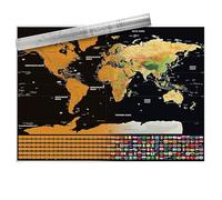 Scratch off World Map with Flags,Travel Map Poster 40x30cm, World Map Pin Board for Tracking Adventures and Learning Geography for Students, Travel Enthusiasts and Geography Enthusiasts to Record