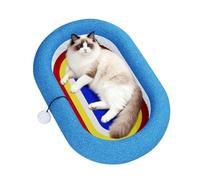 Scratch Pad for Cats, Oval Bed with Ball, Round Cat Scratching Pad Nest for Small & Large Breeds, Indoor Outdoor Use on Balcony, Living Room, Bedroom, Home, Travel, Daily All-Season Comfort