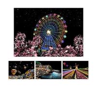 Scratch Painting Kit - A4 Sheets 8.27×11.42 Inch | Rainbow City Scratch Kit | Sight Scratch Board | DIY Drawing Pen, Creative Art Set For