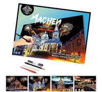 Scratch Painting Kits for Adults,Scratch Art Scratchboard,Family Creative DIY Painting Papers,4 Sheets with 4 Tools by Iskueal(Aachen Germany)