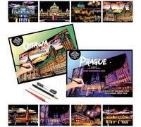 Scratch Painting Kits for Adults,Scratch Art Scratchboard,Family Creative DIY Painting Papers,8 Sheets with 4 Tools by Iskueal(Prague/Ottawa)