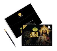Scratch Paper Art, Jesus Scratch Painting Craft, 1 Set Creative Art Painting Scratchboard for Men Women Friends 3 Years Old and + Kids Teens