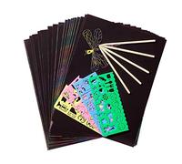 Scratch Paper Art Magic 50 PCS for Kids Black it Off Crafts Kits Notes Boards with Drawing Stencils Girl Boy Easter Party Game