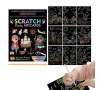 Scratch Paper Art Set | Paper 9 Sheets Double Sided Scratch Paper Set | Black Scratch Paper Set, 9 Sheets of Odorless Rainbow Paper to Double
