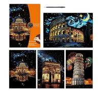 Scratch Paper Set, Colorful Scratchboard Kit, A3 Size Art Craft Pad, Creative Drawing Sheet with for Teens Men Women Adults Friends Artistic Painting Activity, 16.34x11.61 Inches