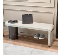 Scratch-Resistant Entryway Bench with Shoe rage 59" Cat-Scratch Leather Ottoman Anti-Collision Rounded Corner Design 2-Tier Open Shelf for Bedroom Hallway Living Room