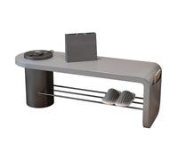 Scratch-Resistant Entryway Bench with Shoe rage Cat-Scratch Leather Ottoman for Bedroom 2-Tier Open Shelf Anti-Collision Rounded Corners 39.4in Grey