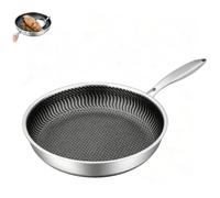 Scratch Resistant Non Stick Hybrid Frying Pan with Lid, Multi-Layer Induction Compatible Skillet Featuring Even Heat Distribution for Daily Home Cooking(Without Cover,28)
