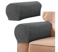Scratch Resistant Sofa Armrest Cover, Comfortable Arm Cover, Stretch Spandex Armrest Covers for Chairs/Sofas, Furniture Protector Armrest Covers, Set of 2 (Grey)